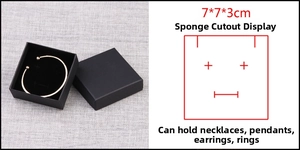 Macro detail of black kraft jewelry box with 7x7x3cm velvet sponge insert layout