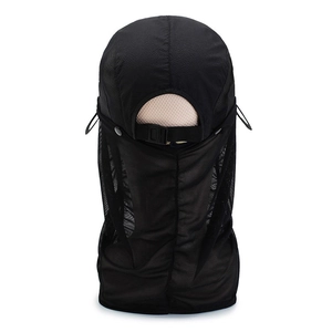 Quick-dry black fishing sun hat with removable neck flap and adjustable rear strap