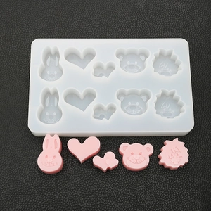 Mirror Surface Silicone Mold DIY Rabbit Bear Cartoon Shape Resin Casting Tray For Handmade Pendants Crafts