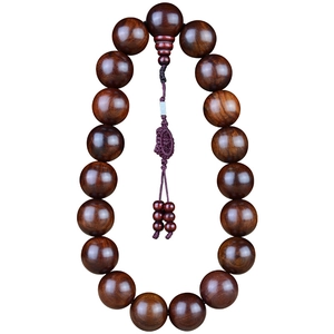 Polished Rosewood Buddhist prayer beads for car rearview mirror with tassel and knot