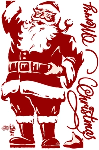 Stickers muraux Père Noël avec texte Merry Christmas pour décoration de vitrine