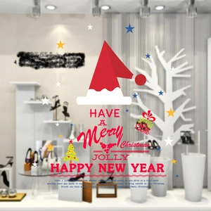 Waterproof Christmas hat wall stickers and holiday window decals for home decoration