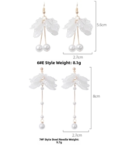 Dimensions et poids détaillés pour boucles d'oreilles pétales nacrés et perles