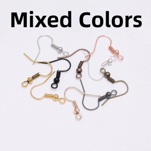 Mixed color stainless steel earring hooks with spring and ball for DIY jewelry