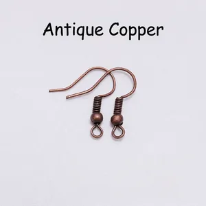 Detailed view of antique copper earring hooks for handmade jewelry DIY projects