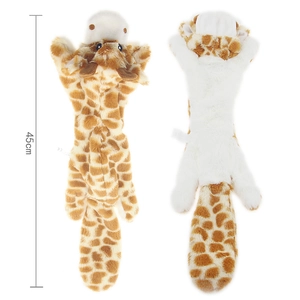45cm squeaky un-stuffed plush dog toy with giraffe design and durable animal skin texture