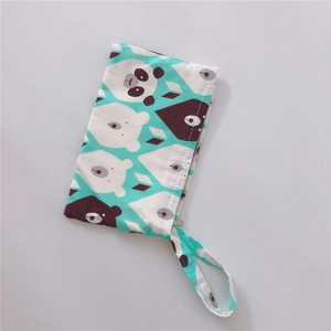 Detail of the high-quality fabric texture and cute panda pattern on this canvas pouch