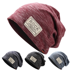 Winter Slouchy Beanie Hat Double Layer Thick Knitted Cap Fleece Lined Warm Ear Protection ROCK Patch For Men Women Unisex