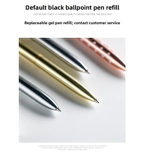 Detailed view of luxury metal ballpoint pens in gold, silver, and rose gold finishes