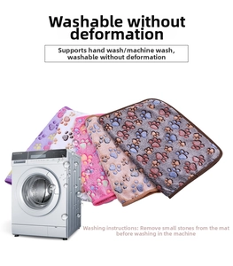 Thick flannel pet blanket with colorful paw prints, machine washable for cats and dogs