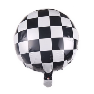 Palloncino rotondo in alluminio a scacchi bandiera da corsa per decorazioni