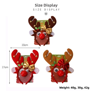 Detailed set of three Christmas reindeer antler headbands with sequins and jingle bells