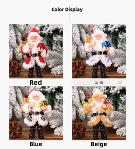 Detailed color display of resin Santa Claus figurines in red, green, grey and beige styles