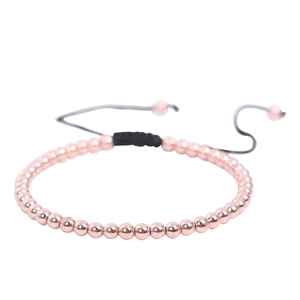 Adjustable hematite rose gold beaded braided rope bracelet for women in minimalist style