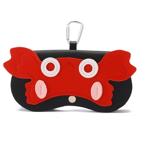 Étui à lunettes crabe en similicuir rouge avec mousqueton métallique pour le transport