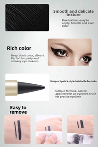 Macro detail of waterproof black gel eyeliner showing creamy texture and easy removal