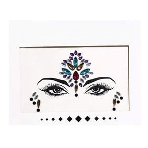 Colorful face crystal stickers for forehead and eyes decoration on white card