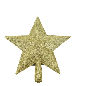 Golden glitter 3D five-pointed star tree topper for Christmas holiday decoration