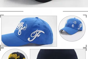 Detail of Finally 3D embroidery on casual cotton baseball cap with ventilation eyelets