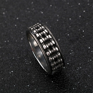 Anello a catena in acciaio inossidabile vintage da uomo con finitura industriale