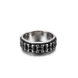 Anello maschile in acciaio inossidabile 316L stile industriale con trama a catena retrò