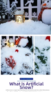 Macro detail of white fluffy artificial snow powder for Christmas decoration and scenery