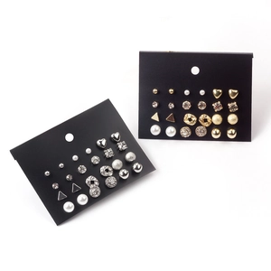 Fashion Earring Studs Alloy Imitation Artificial Pearl Zircon Rhinestone Heart Geometric Steel Earring Post Jewelry Women Daily
