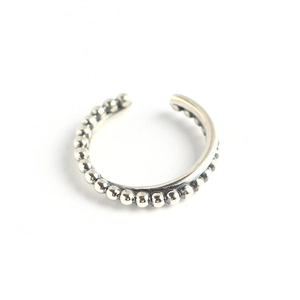 Elegant S925 sterling silver cross ring featuring minimalist round bead texture details
