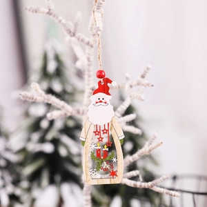 Wooden Santa Claus ornament with hollow candle design hanging on a Christmas tree