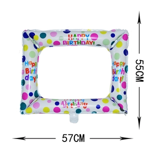 Inflatable birthday photo frame balloon with colorful dots for party decor 57x55cm