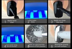 Tutoriel en 6 étapes pour appliquer la poudre à ongles argentée effet miroir