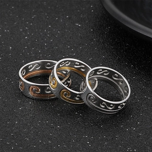 Polished stainless steel infinity rings in silver, gold, and rose gold finishes