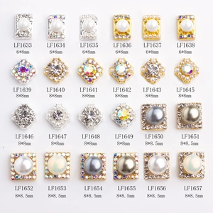 Assorted alloy nail art charms with pearls and rhinestones in various geometric shapes