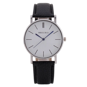 Minimalist Men Quartz Watch With Alloy Case And Leather Strap Nordic Style Large Analog Dial Fashion Wristwatch