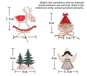 Set of 4 laser-cut wooden Christmas ornaments with reindeer, Santa, tree, and angel shapes