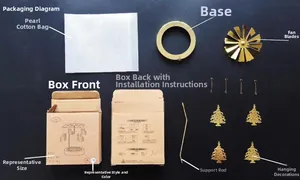 Goldene rotierende Kerzenhalter-Teile mit Basis, Flügeln und Baum-Anhängern