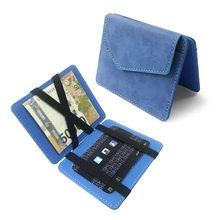 Dettaglio del portafoglio magico mimetico blu navy con elastici a X per le banconote