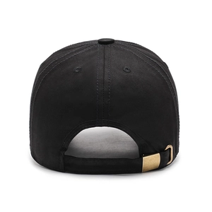 Casquette de baseball classique en coton noir avec boucle en métal réglable, vue arrière