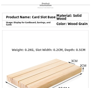 Solid wood jewelry display stand dimensions with detailed slot measurements in cm