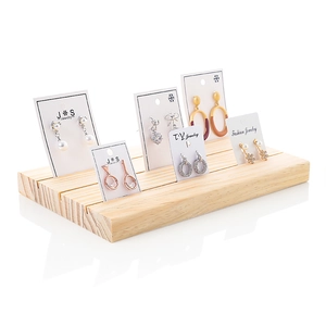 Solid Wood Jewelry Display Stand Earring Card Holder Natural Wood Slot Board For Countertop Retail Showcase Organizers