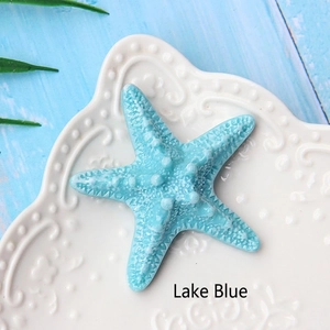 Detailed view of a lake blue resin starfish accessory with realistic textured surface