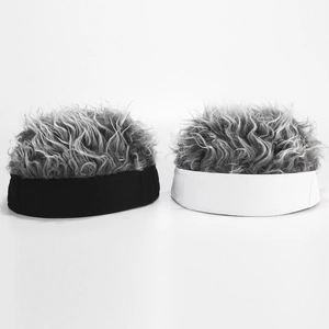 Creative flair hair visor cap with synthetic grey spikes for outdoor novelty parties