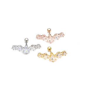 Pentagram zircon stainless steel helix studs in silver, rose gold and gold finishes