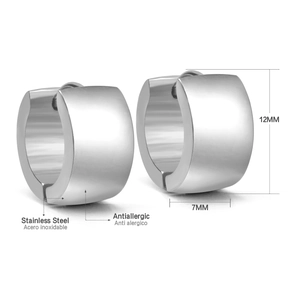 Minimalist silver stainless steel hoop earrings 12mm size with hypoallergenic design