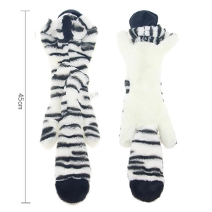 45cm zebra striped plush squeaky dog toy with flat skin shell design for pets