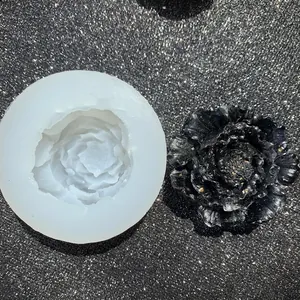 3D poppy flower silicone mold for handmade soap and candle making with detailed petals