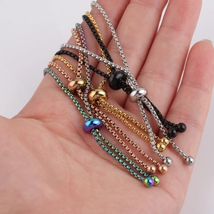 Adjustable mirror-finish bar bracelets in silver, gold, rose gold and black stainless steel