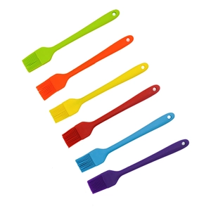 Set of 6 colorful silicone basting brushes for BBQ and baking in various bright colors