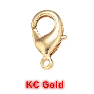 Macro shot of KC Gold lobster clasps for jewelry making with high-quality metal finish