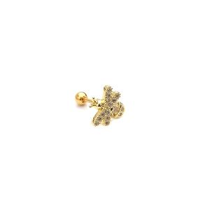 Creative mini honey bee stud earring in gold plating with sparkling cubic zirconia inlay